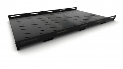 Полка Hyperline TSH3H, перфорированная, усиленная, 1U, 485х850 мм (ШхГ), нагрузка до 100 кг, для шкафов, цвет: чёрный