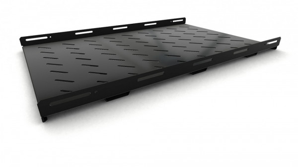 Полка Hyperline TSH3H, перфорированная, усиленная, 1U, 485х850 мм (ШхГ), нагрузка до 100 кг, для шкафов, цвет: чёрный