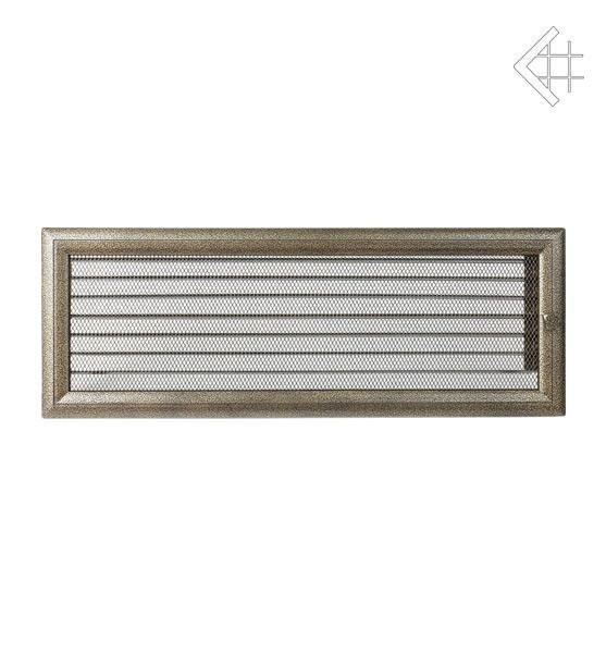 Вентиляционная решетка для камина Kratki 17х49 Оскар черная/латунь с жалюзи 49OCZX