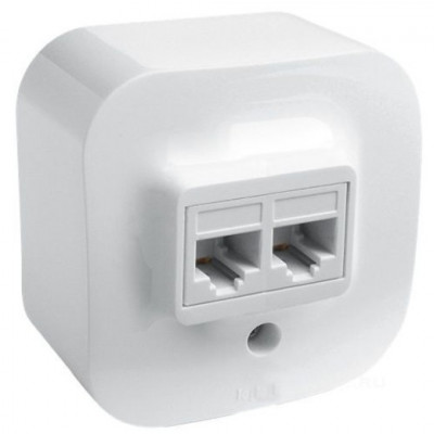 Розетка информационная Legrand Quteo, 2x RJ45, кат. 5е, 65х65 мм (ВхШ), цвет: белый, (LEG.782228)