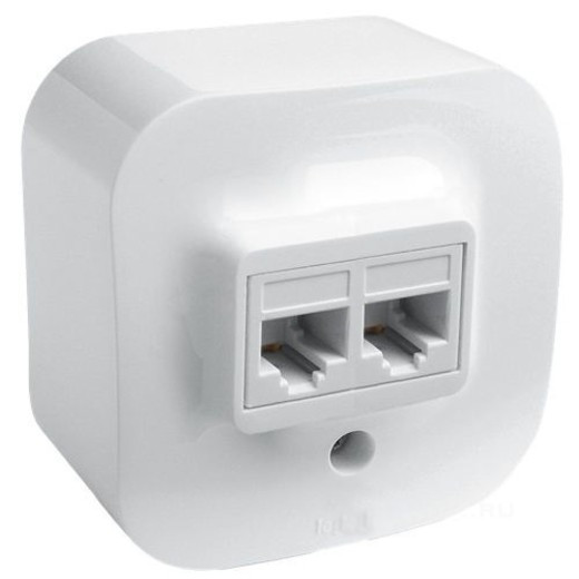 Розетка информационная Legrand Quteo, 2x RJ45, кат. 5е, 65х65 мм (ВхШ), цвет: белый, (LEG.782228)