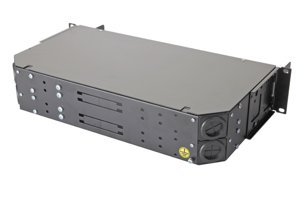 Коммутационная панель ВО Eurolan, 2HU,  LC/UPC (Quadro) OM2  невыдвижная, орг-йзер: предустановлен, цвет: чёрный