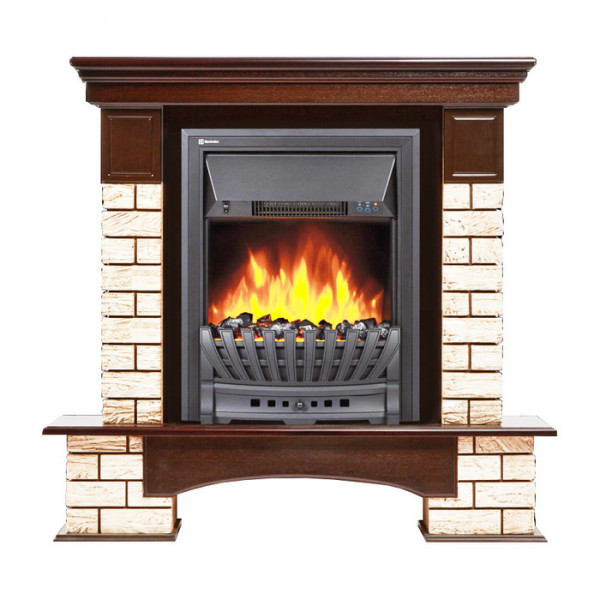Электрокамин с классическим очагом 2D Electrolux EFP/P-1020LS с порталом Firelight Forte Wood Classic каменный дуб коричневый, шпон темный дуб