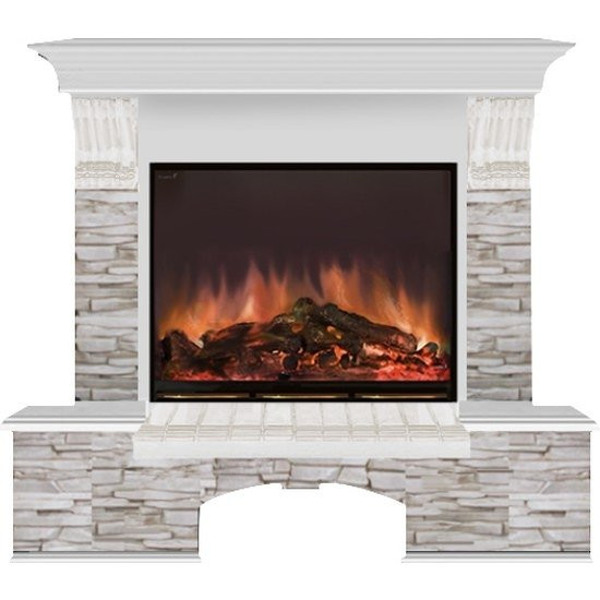 Электрокамин с широким очагом 2D Glenrich Бостон (Arte 23) камень-Мисхор/цвет-Беленный дуб