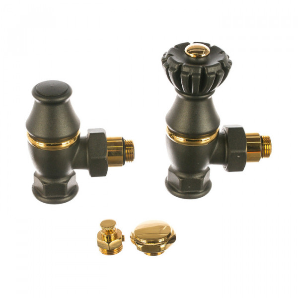 Комплект вентилей для радиаторов SR Rubinetterie Liberty 1/2х3/4 угловой антрацит