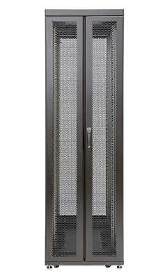 Шкаф серверный напольный Eurolan Rackcenter D9000, 48U, 2320х600х1000 мм (ВхШхГ), дверь: двойная распашная, перфорация, задняя дверь: двойная распашная, перфорация, боковая панель: съемная, 2 части, сварной, цвет: чёрный, (60F-48-6A-95BL)