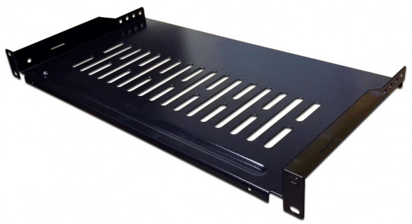 Полка TWT, перфорированная, консольная, 1U, 300 мм Г, нагрузка до 18 кг, для шкафов и стоек, цвет: чёрный