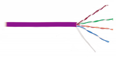 Кабель витая пара Nikolan, U/UTP, 4 пар., кат. 5е, проводник Ø 0,5мм, AWG24, LSZH (нг(A)-HF), 100МГц, 1м (барабан 305м), тип прокладки: внутри зданий, цвет: фиолетовый
