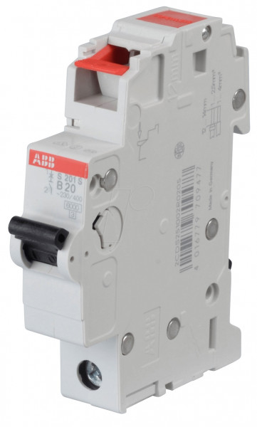 Автоматический выключатель ABB S200S, 1 модуль, B класс, 1P, 20А, 6кА, (2CDS251002R0205)