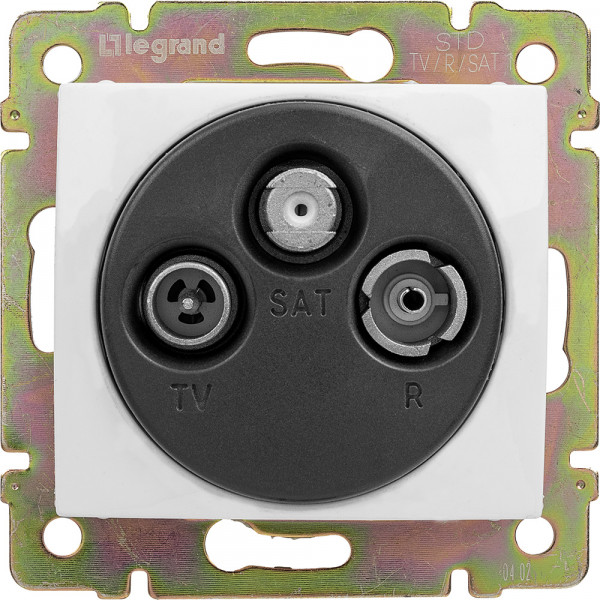 Розетка в сборе Legrand Valena, 3x TV/R/SAT, кат. 5е, экр., внутренняя, 51х58 мм (ВхШ), цвет: белый, (LEG.774435)