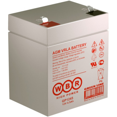 Аккумулятор для ИБП WBR GP, 107х70х90 мм (ВхШхГ),  необслуживаемый свинцово-кислотный,  12V/4,5 Ач, (GP1245 WBR)