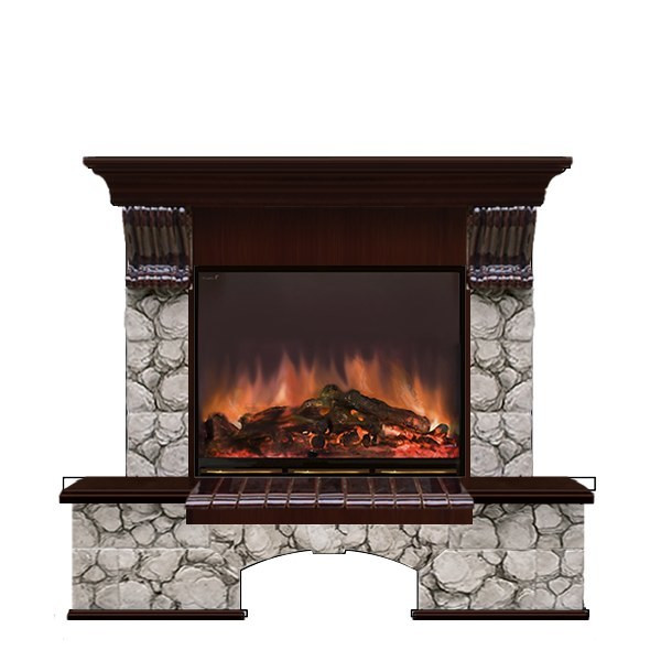 Электрокамин с широким очагом 2D Glenrich Бостон (Arte 23) камень-Карелия/цвет-Дуб 46