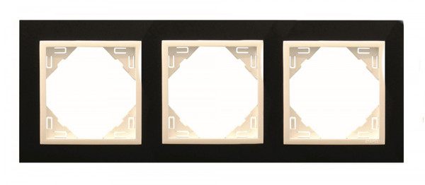 Рамка Efapel Logus90, 3 поста, плоская, универсальная, цвет: чёрный/лёд, линейка "Анимато" (90930 TPG)
