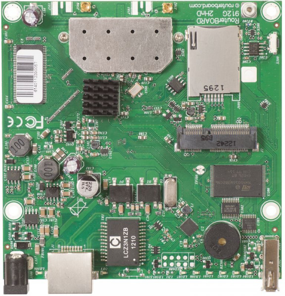Маршрутизатор Mikrotik, портов: 1, USB: Да, 105х105 мм (ШхГ), бескорпусный, RB912UAG-2HPnD