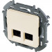 Розетка компьютерная Legrand INSPIRIA, 2x RJ45, кат. 6, неэкр., 75,8х75,8 мм (ВхШ), цвет: слоновая кость, (LEG.673841)