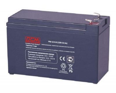 Аккумулятор для ИБП Powercom, 99х65х151 мм (ВхШхГ),  свинцово-кислотные,  12V/9 Ач, цвет: чёрный, (PM-12-9.0)