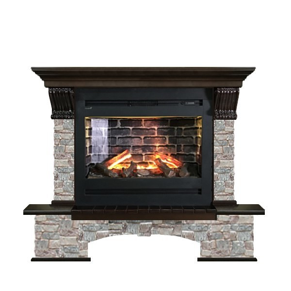 Электрокамин с широким очагом 3D Glenrich Бостон Rumba 3D камень-Грот цветной/цвет-Дуб 46