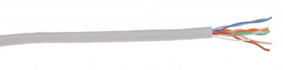 Кабель витая пара ITK, U/UTP, 4 пар., кат. 5е, проводник Ø 0,48мм, AWG24, PVC, 100МГц, 1м (коробка 305м), (рипкорд), тип прокладки: внутри зданий, цвет: серый
