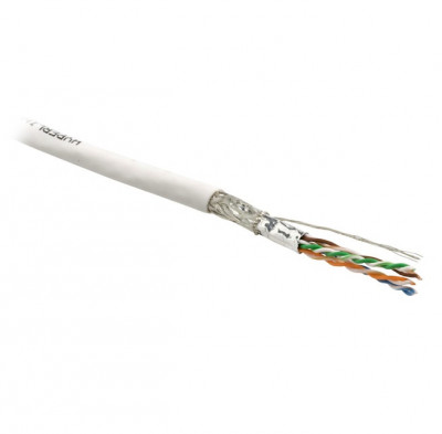 Кабель витая пара Hyperline, SF/UTP, 4 пар., кат. 6, проводник Ø 0,48мм, AWG26, LSZH, 1м (500м), тип прокладки: внутри зданий, цвет: серый