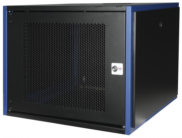 Шкаф телекоммуникационный настенный Datarex, 19", 9U, 357х600х600 мм (ВхШхГ), дверь: перфорация, боковая панель: сплошная съемная, разборный, цвет: чёрный