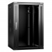Шкаф телекоммуникационный настенный Cabeus SH-05F, 19", 18U, 901х600х600 мм (ВхШхГ), дверь: стекло, боковая панель: сплошная съемная, сварной, цвет: чёрный, (съемная панель для крепления шкафа к стене)