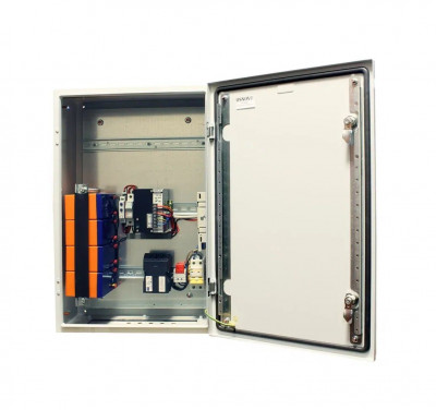 Шкаф уличный всепогодный укомплектованный настенный OSNOVO, IP66, корпус: сталь листовая, 600х400х210 мм (ВхШхГ), цвет: серый, (с резервным питанием), с нагревом, без охлаждения