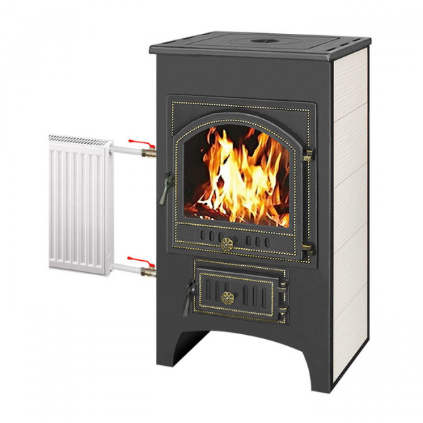 Дровяная печь Везувий ПК-01 (205) с плитой и т/о беж.