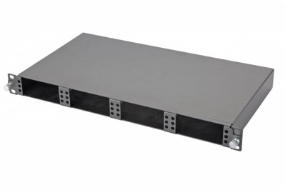 Коммутационная панель ВО Eurolan Q-SLOT, 1HU,  универсальный  выдвижная, прямая, цвет: чёрный, 4 слота