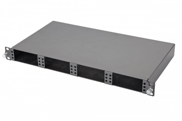 Коммутационная панель ВО Eurolan Q-SLOT, 1HU,  универсальный  выдвижная, прямая, цвет: чёрный, 4 слота