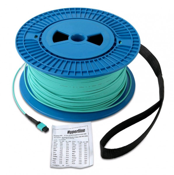 Коммутационный шнур оптический Hyperline, MPO/MPO, OM4 50/125, LSZH, Ø 2мм, 10м, цвет: маджента, (TC-MC3-504-1xMPOF12/PX-1xMPOF12/PY-A-IN-10M-LSZH-MG)