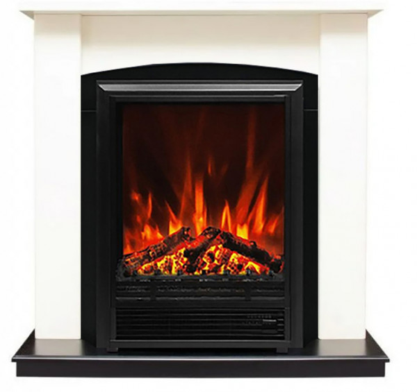 Электрокамин с классическим очагом 2D Elekam Baltimor белый с очагом Pulsar 23G