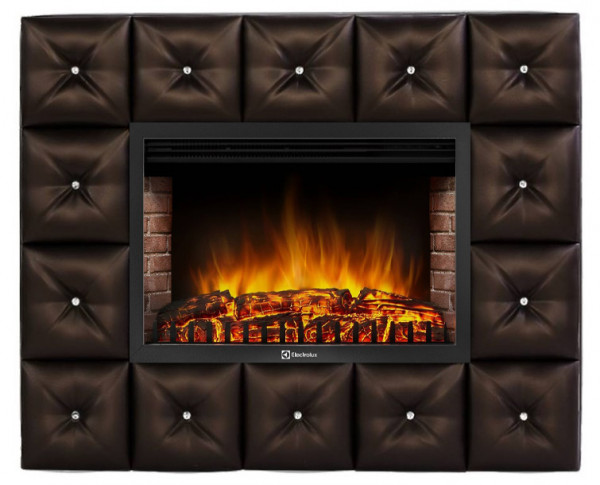 Электрокамин с широким очагом 2D Electrolux EFP/P-3020LS с порталом Firelight Crystal 30 тёмная экокожа