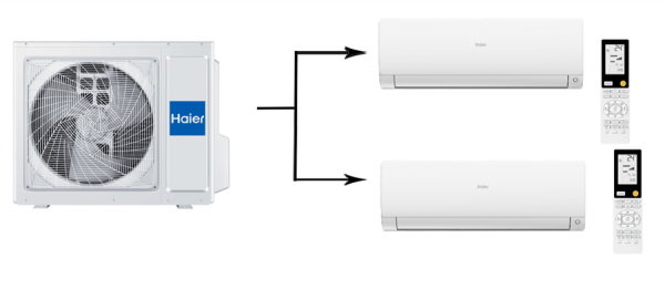 Мульти сплит система на 2 комнаты Haier 2U50S2SM1FA-3/AS35S2SF2FA-W*2шт