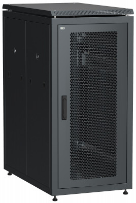 Шкаф серверный напольный ITK LINEA N, IP20, 24U, 1250х600х1000 мм (ВхШхГ), дверь: перфорация, задняя дверь: перфорация, боковая панель: сплошная съемная, разборный, цвет: чёрный, (LN05-24U61-PP)