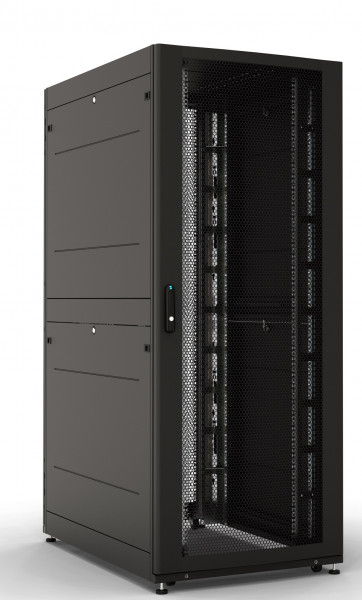 Шкаф серверный напольный ЦМО ШТК-С Проф, 48U, 2215х800х1200 мм (ВхШхГ), дверь: перфорация, задняя дверь: перфорация, боковая панель: сплошная, 2 части, сварной, цвет: чёрный, (ШТК-СП-48.8.12-44АА-9005)