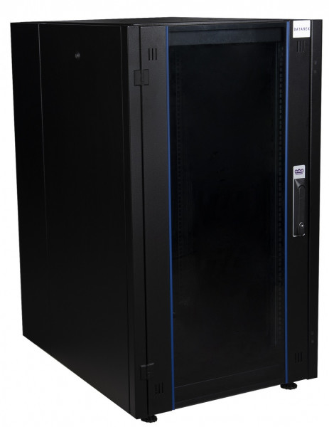 Шкаф телекоммуникационный напольный Datarex, IP20, 26U, 1299х600х800 мм (ВхШхГ), дверь: стекло, задняя дверь: металлическая стенка, боковая панель: сплошная съемная, разборный, цвет: чёрный, (DR-700211)