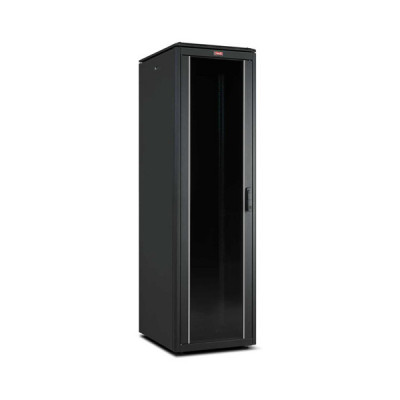 Шкаф телекоммуникационный напольный Lande DYNAmic Basic, IP20, 32U, 1560х600х600 мм (ВхШхГ), дверь: стекло, задняя дверь: металлическая стенка, боковая панель: сплошная съемная, разборный, цвет: чёрный, (LN-DB32U6060-BL-111-F)