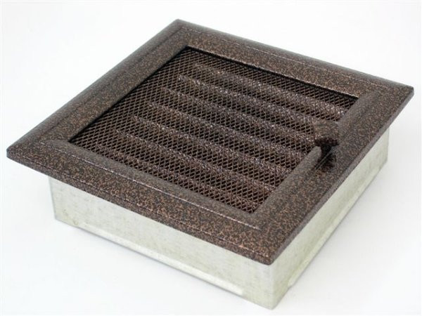 Вентиляционная решетка для камина Kratki 17х17 Оскар черная/медь с жалюзи 17OMIX