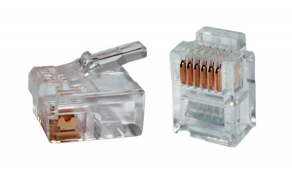 Разъём ITK, RJ12(6p6c), кат. 3, неэкр., обжимной, для кабеля, 20 шт, цвет: прозрачный
