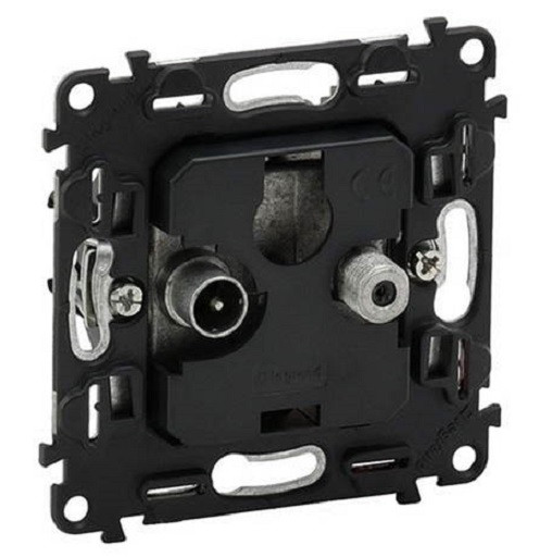 Розетка проходная Legrand Valena Life/Allure, 2x TV/SAT, экр., внешняя, 51х58 мм (ВхШ), цвет: чёрный, (LEG.753071)