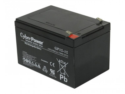 Аккумулятор для ИБП CyberPower, 100х80х170 мм (ВхШхГ),  Необслуживаемый свинцово-кислотный,  12V/12 Ач, цвет: чёрный, (GP12-12)