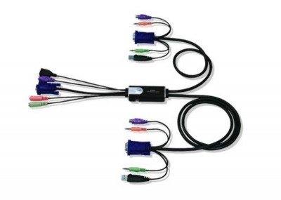 Переключатель KVM Aten, Petite, портов: 2, 21х34х84,5 мм (ВхШхГ), USB, PS/2, цвет: чёрный