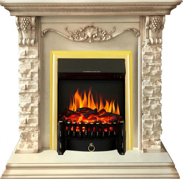 Электрокамин с классическим очагом 2D Royal Flame Adriana c очагом Fobos FX Black/Brass