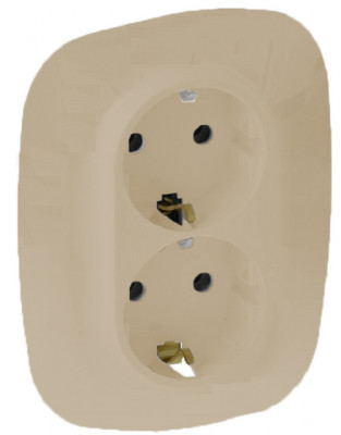Розетка электрическая Legrand Valena Allure, 2x2к+З, 16А, 157х86 мм (ВхШ), шторки защитные, цвет: слоновая кость, безвинтовые зажимы (753826)