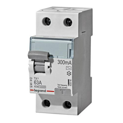 Устройство защитного отключения Legrand TX3, тип: AC, 2 модуль, 2Р, 63А/300мА,  (403040)