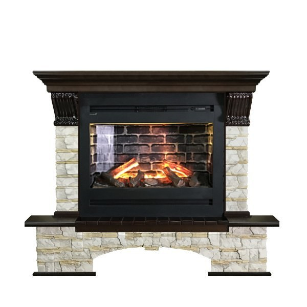 Электрокамин с широким очагом 3D Glenrich Бостон Rumba 3D камень-Алтай/цвет-Дуб 46