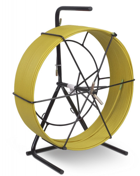 Протяжка для кабеля Cabeus, Полиэтилен, Ø с оболочкой: 4,5 мм, 60 м, металлическая кассета с держателем, пруток из стеклопластика, (Pull-M3-4,5-60m)