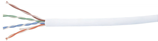 Кабель витая пара ITK, U/UTP, 4 пар., кат. 5е, проводник Ø 0,48мм, AWG24, LSZH, 100МГц, 1м (коробка 305м), (рипкорд), тип прокладки: внутри зданий, цвет: белый