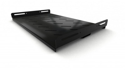 Полка Hyperline TSH3H, перфорированная, усиленная, 1U, 485х300 мм (ШхГ), нагрузка до 100 кг, для шкафов, цвет: чёрный