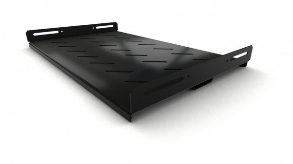 Полка Hyperline TSH3H, перфорированная, усиленная, 1U, 485х300 мм (ШхГ), нагрузка до 100 кг, для шкафов, цвет: чёрный